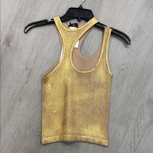 Gold Ribbed Racerback Tank Top - Unbranded